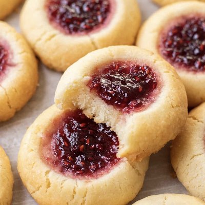 Raspberry Thumbprint Cookies
