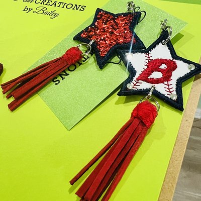 Bay Area Star Shape Baseball Earrings With Tassels 