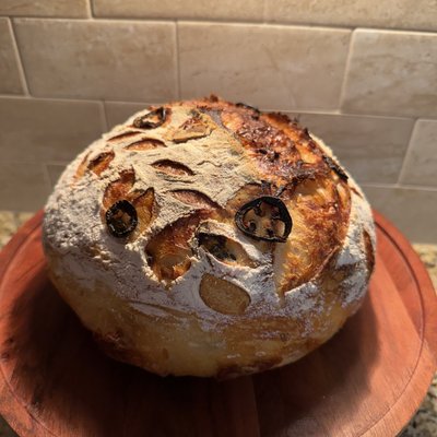 Cheddar Jalapeno Sourdough Bread Loaf