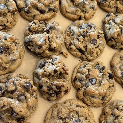 Dark Chocolate Walnut Sea Salt Cookies