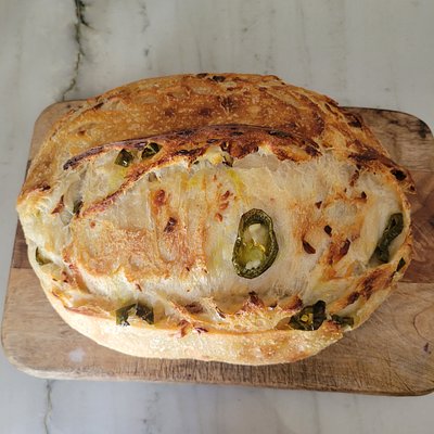 Spicy Jalapeño Cheddar Sourdough Loaf
