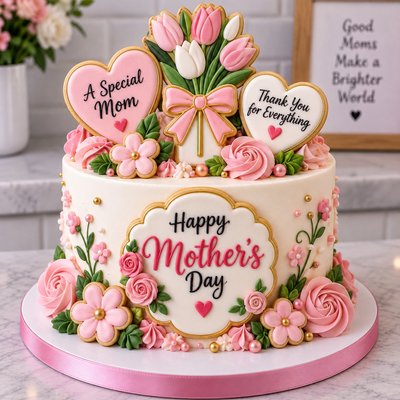 Mother’s Day Celebration Cake With Cookies