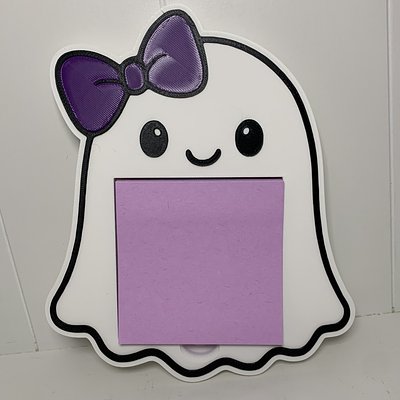 Ghost With Purple Bow Sticky Note Holder