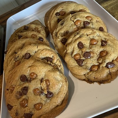 Chocolate Caramel Bakery Style Cookies 