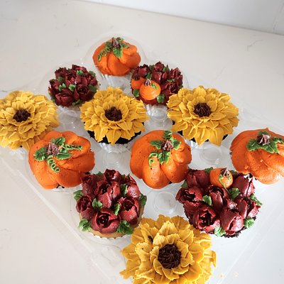 Autumn Flower Cupcakes