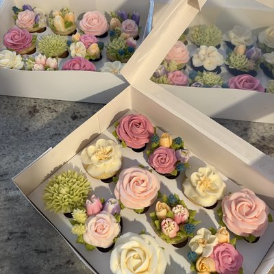 Custom Mini Floral Cupcakes