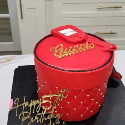 6 Inch Designer Inspired Cake With Acrylic Topper (Sizes Customizable)