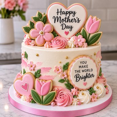 Mother’s Day Celebration Cake With Cookies