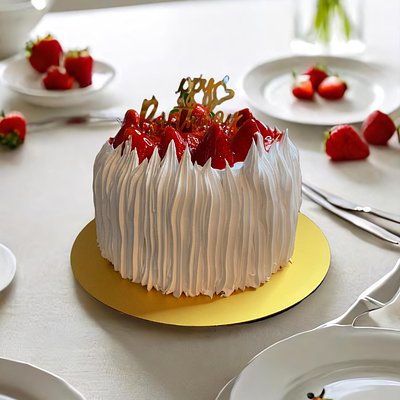 Cake De Vainilla Rellena De Crema Diplomática Con Fresas Picadas