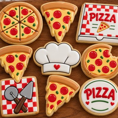 Pizza Party Set Theme Cookies 