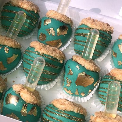 Cheesecake Stuffed Colored Chocolate Covered Strawberries (2-3 colors)