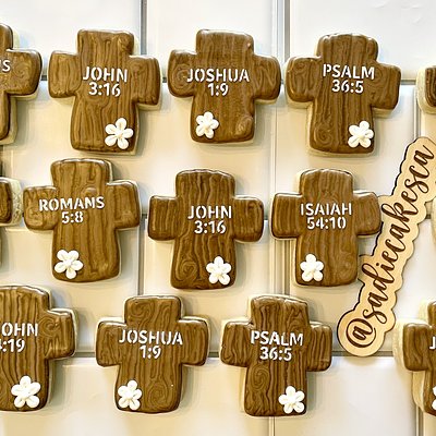 Wooden Cross w/Scriptures Mini Sugar Cookies (Dozen)
