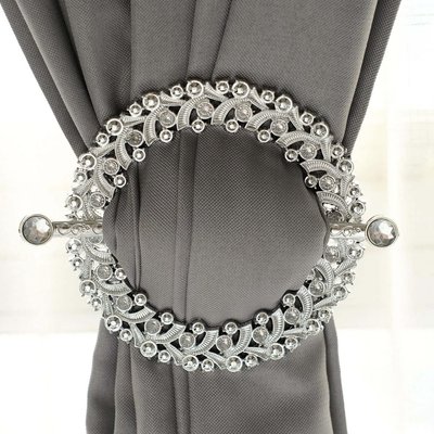 2 Pcs Silver Barrette Curtains Tie Backs