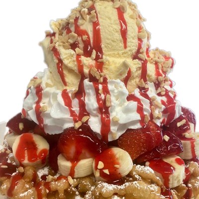 Banana Split Funnel Cake