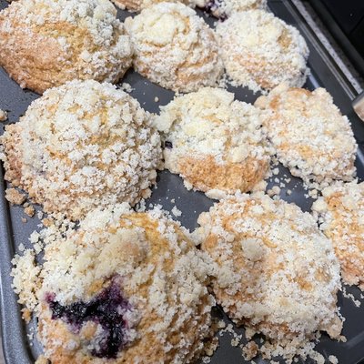 Sourdough Blueberry Crumble Muffins