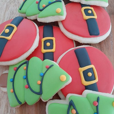 Santa Belt and Tree Iced Sugar Cookies