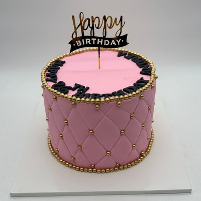 Pink Fondant Birthday Cake  8 Inches