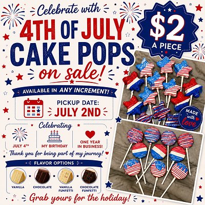 4th of July Cake Pop Special 