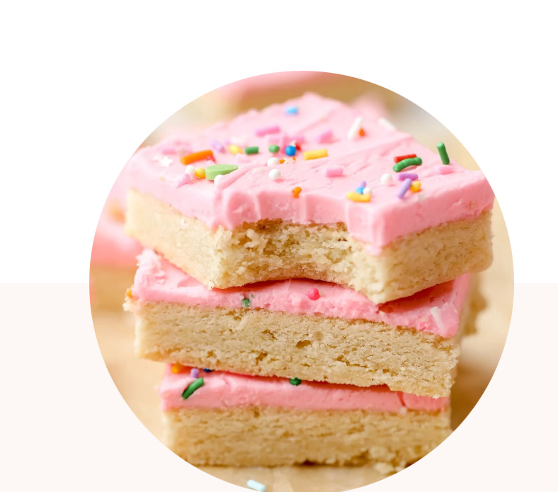 Vegan Sugar Cookie Bars with Pink Cream Cheese Frosting