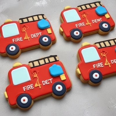 Fire Trucks Party Set Sugar Cookie