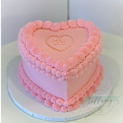 Heart-8”-3 Layer- Simple Buttercream Design