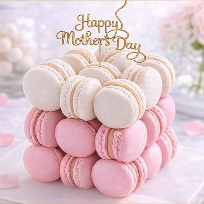 Mothers Day Blush Macaron Cake 24, 36 , 0r 48 