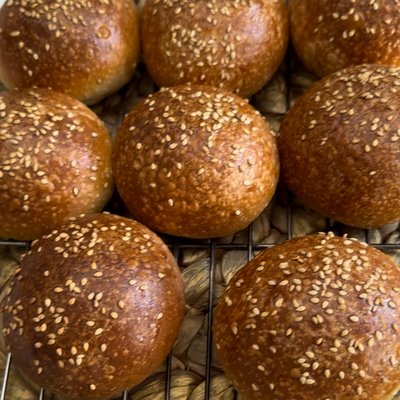 Sourdough Sesame Burger Buns 