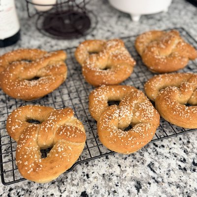 Salted Soft Sourdough Pretzels 