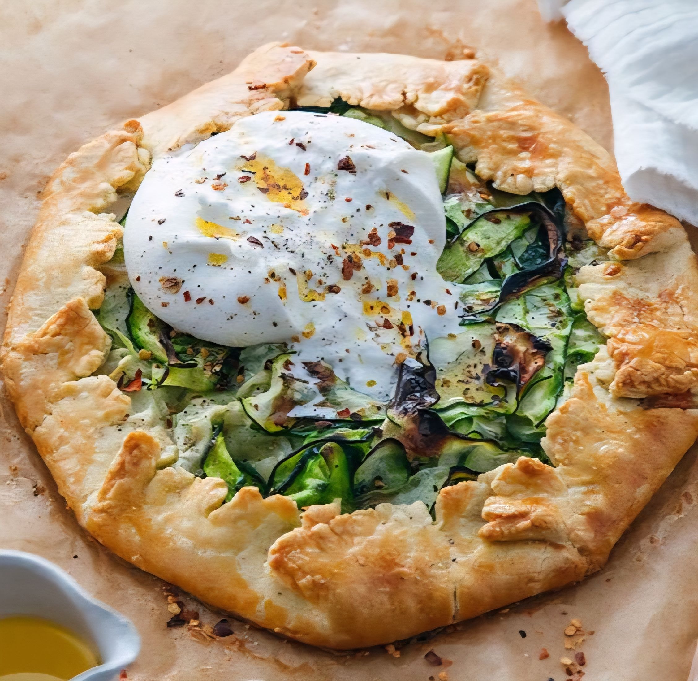 “Rustique” Zucchini, Burrata, Parmesan cheese Tart - 9"