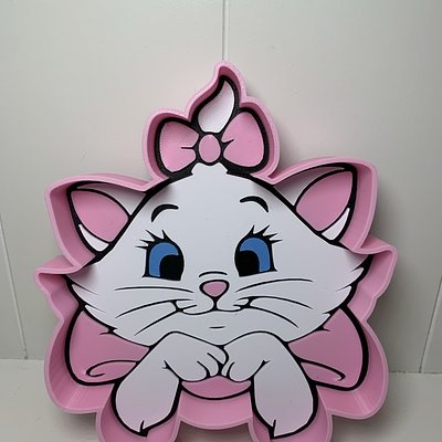 Cat With Pink Bow Trinket Tray Large