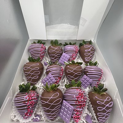 Purple Milk Chocolate Covered Strawberries Dozen