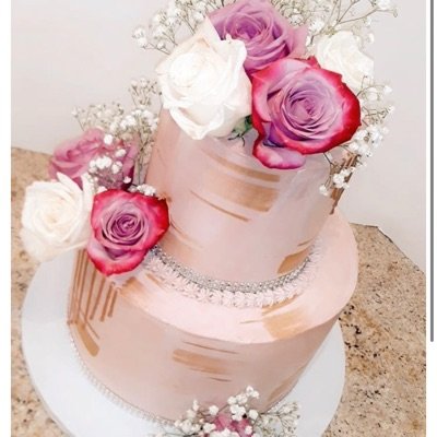 2 Tier Floral Cake (Medium 45-50 Servings)