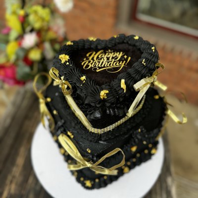 Two Tier Vintage Burn Heart Cake 