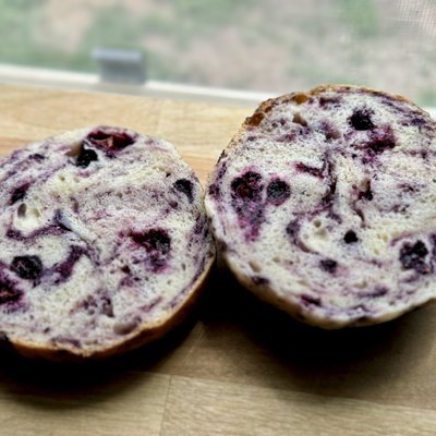 Blueberry Sourdough Bagels 