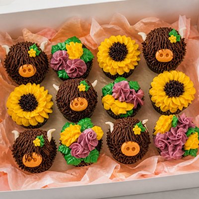 Cow Cupcakes - Chocolate With Chocolate Frosting
