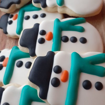 Snowman Iced Sugar Cookies