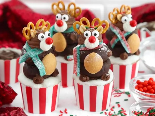 Eggnog + Chocolate Reindeer Cupcakes