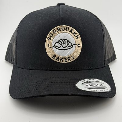 SOURQUEEN Embroidered Black Trucker Hat