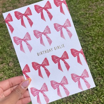 Pink Bow Birthday Card
