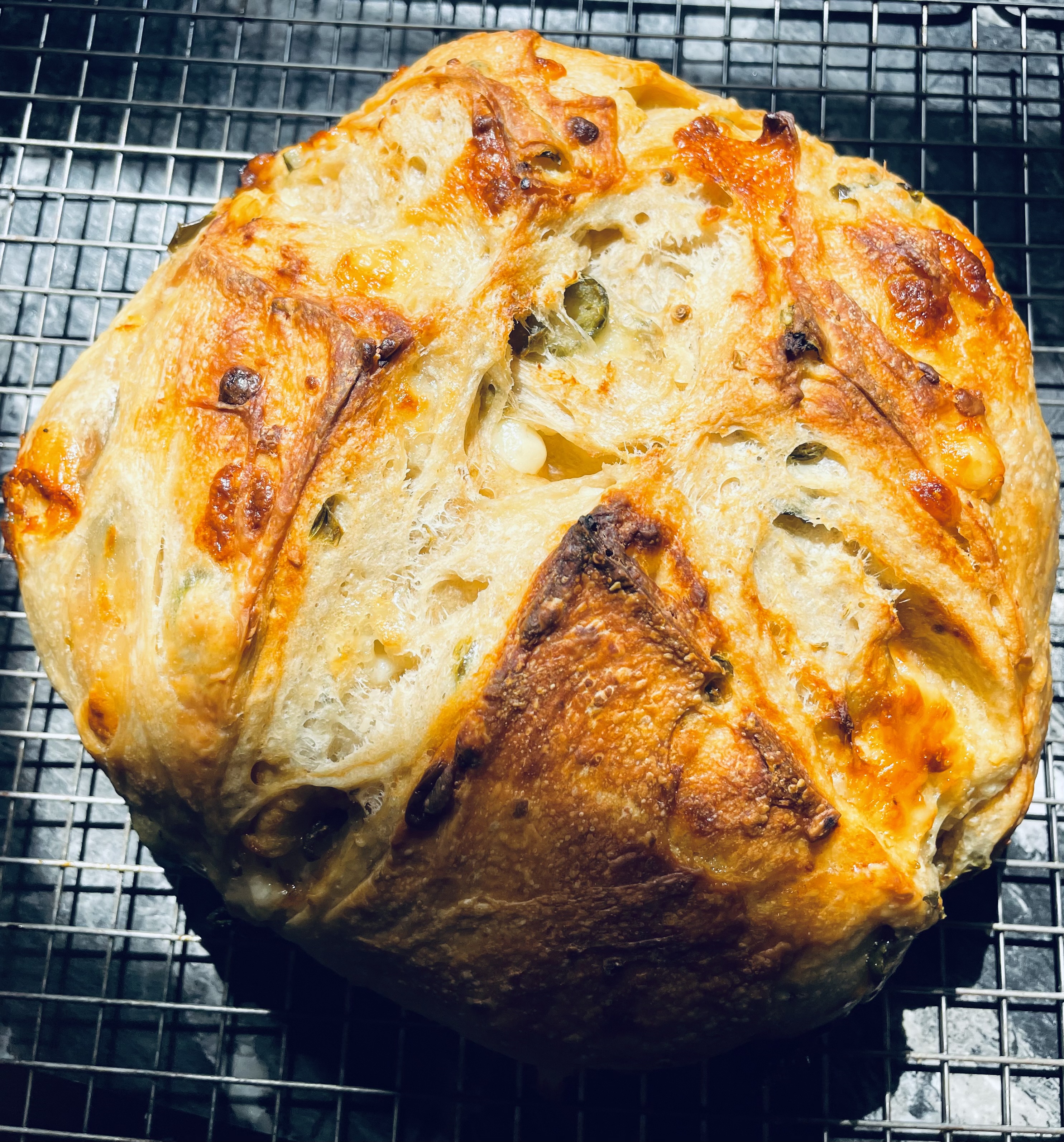 Cheddar Jalepeno Sourdough Boule