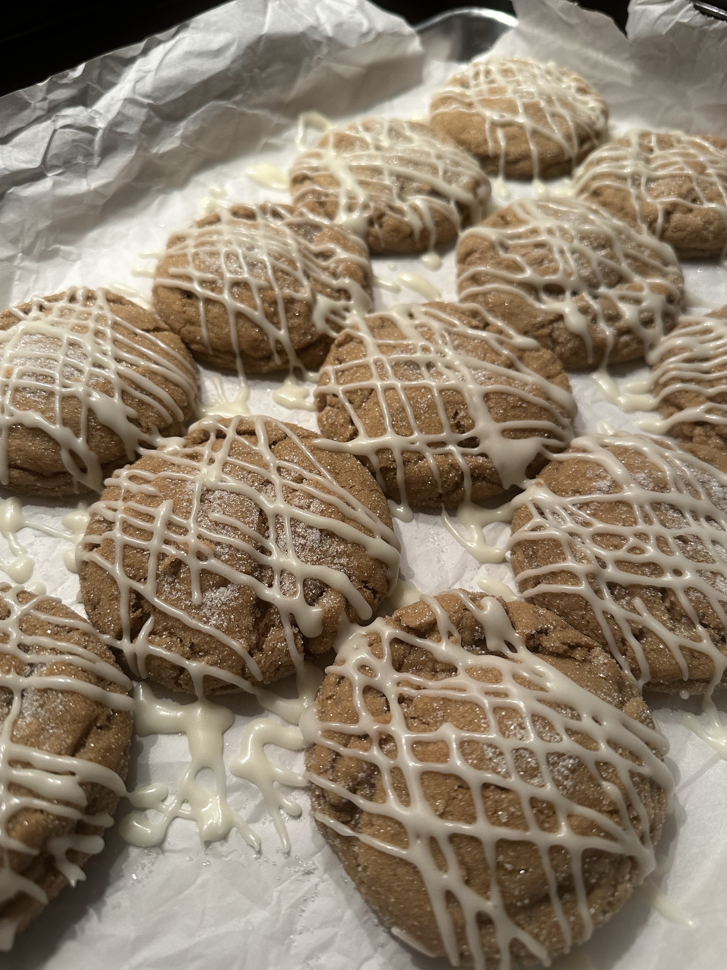 Soft Gingerbread Cookies With Cream Cheese Drizzle