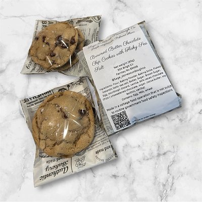 Sourdough Browned Butter Chocolate Chip Cookies With Sea Salt (2 Count)