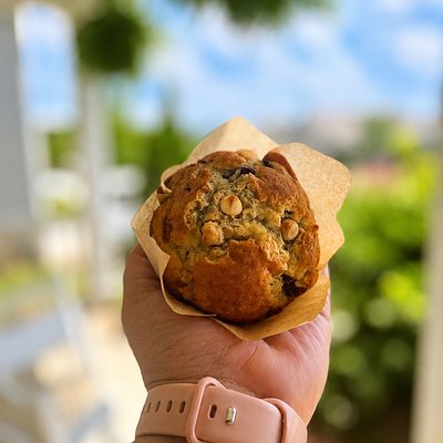 White Chocolate Cherry Jumbo Sourdough Muffins 