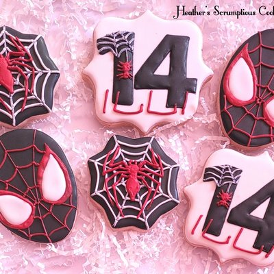 Miles Morales Spiderman Birthday Sugar Cookies