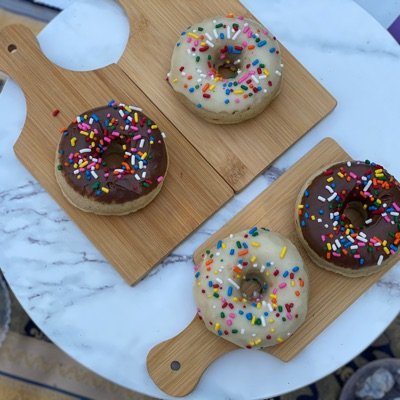 Vanilla Donuts w/Chocolate or Vanilla Icing (Vegan Option Available)