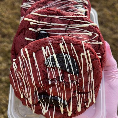 Oreo Stuffed Red Velvet Cookies 