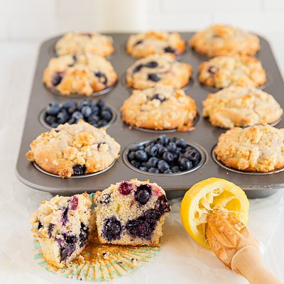 Blueberry Lemon Sourdough Muffins