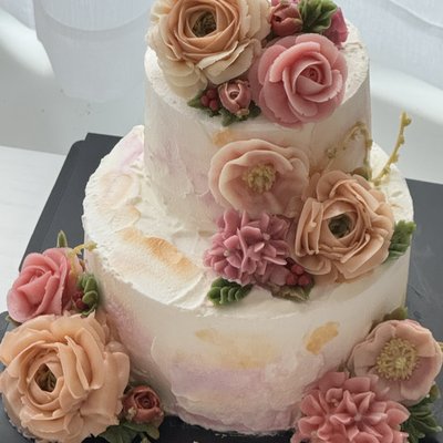 Wedding Two-Tier Floral Cake