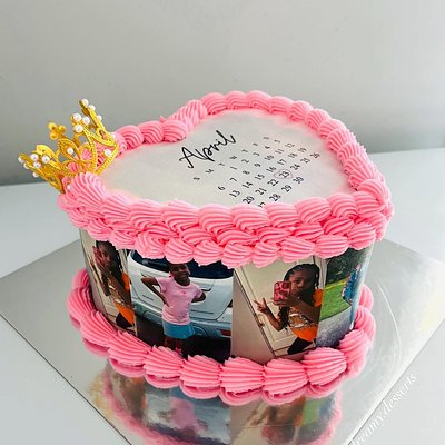 Heart Cake With Edible Images 