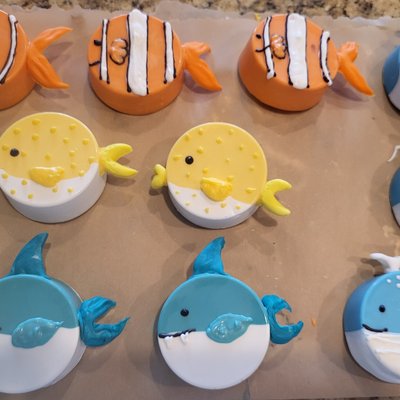 Sea Animal Chocolate Covered Samdwich Cookies